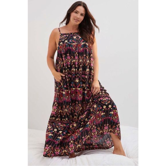 Anthropologie Dresses & Skirts - Anthropologie Sustainably Sourced Quilted Modal Floral Maxi Dress Plus 1X
